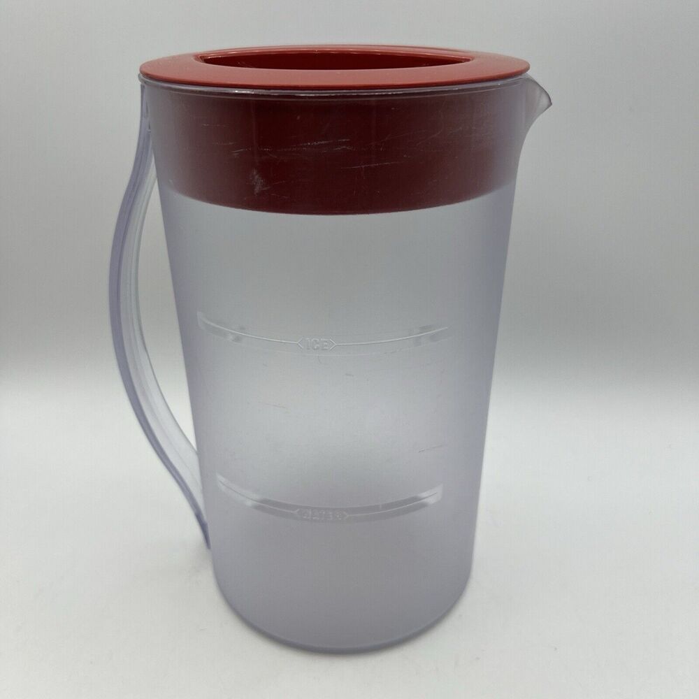 Mr. Coffee Replacement 2 Quart Pitcher Iced Tea Pot Maker Red Lid TM1 Frosted